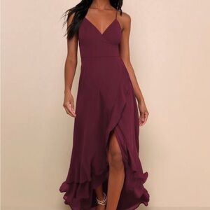 Lulu's Plum High-Low Ruffle Maxi Dress

worn only once 
size small